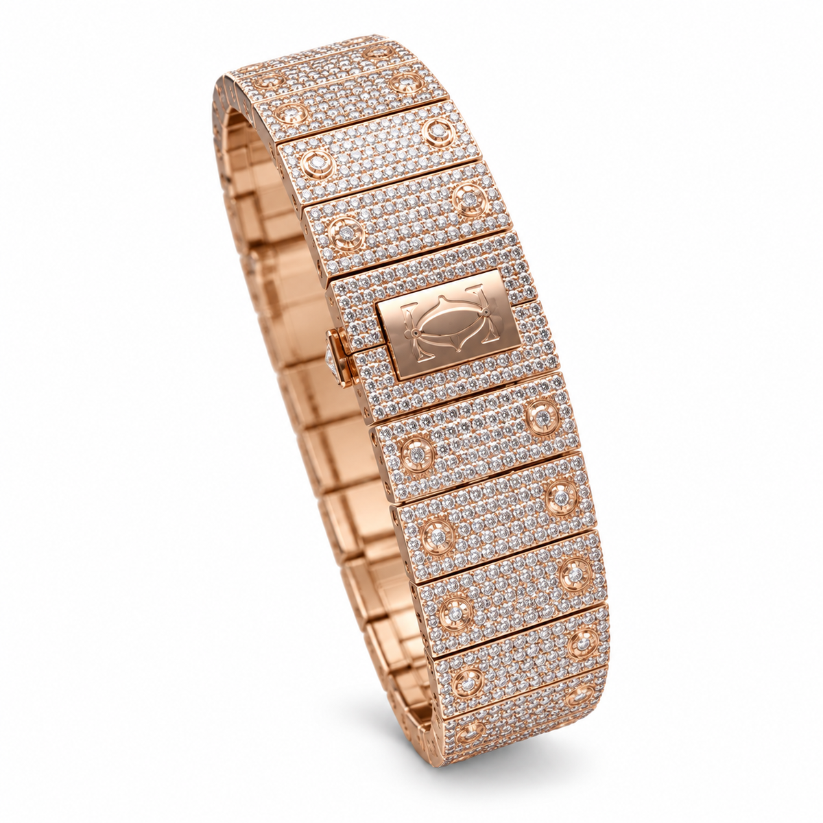 Cartier Santos Full Diamond Rose Gold Skeleton Watch – KDY