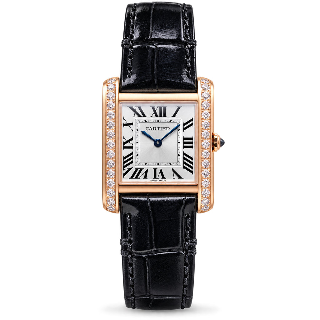 Cartier Tank Louis Cartier — 18K Rose Gold, Diamond-Set Sides & Black Alligator Strap