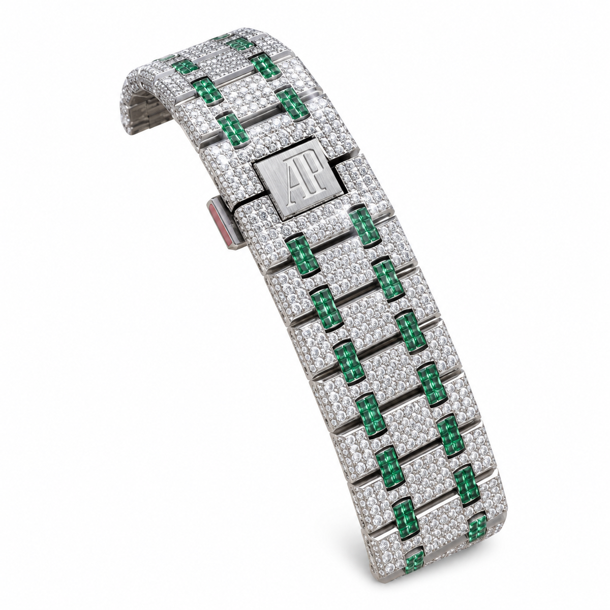 Royal Oak Iced Out – Full Diamond Pavé & Emerald Baguette AMG