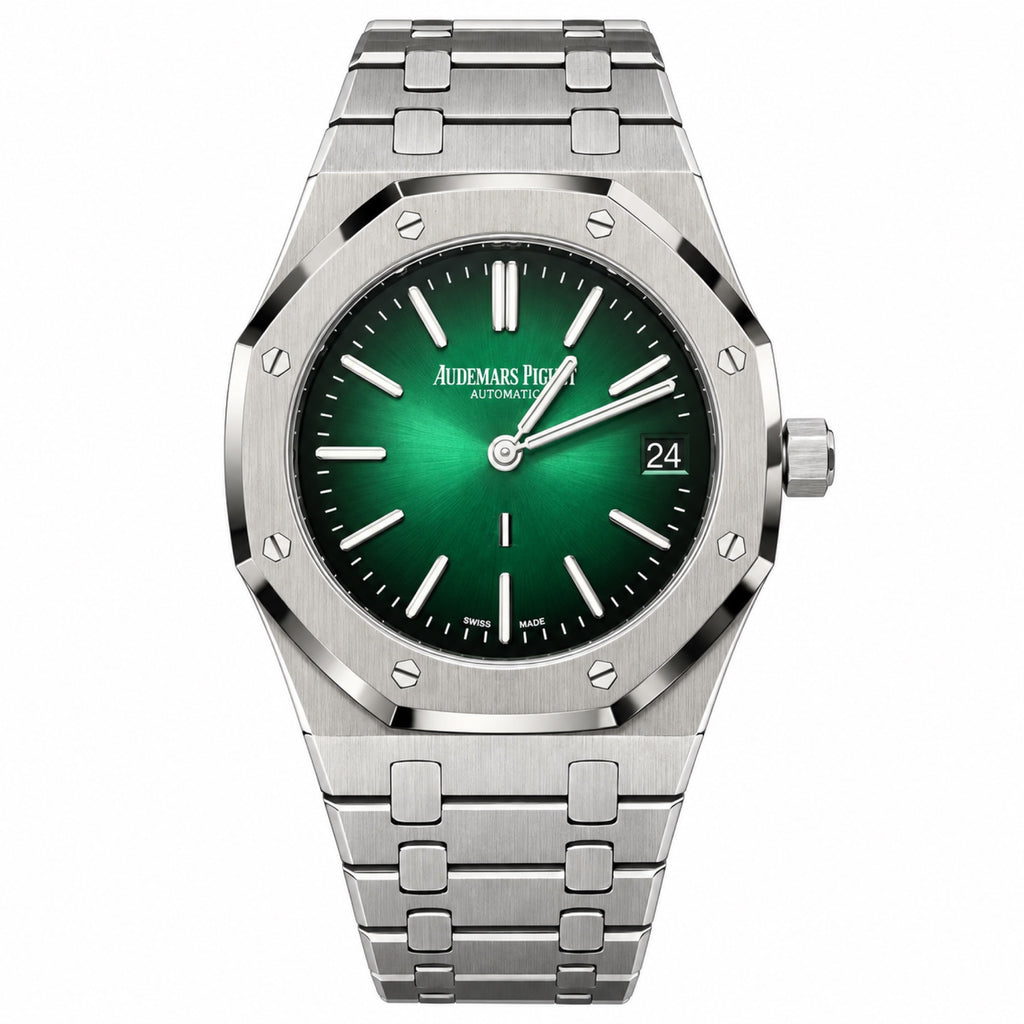 Audemars Piguet Royal Oak 50th Anniversary Green Smoked Dial Steel Bracelet Automatic Watch