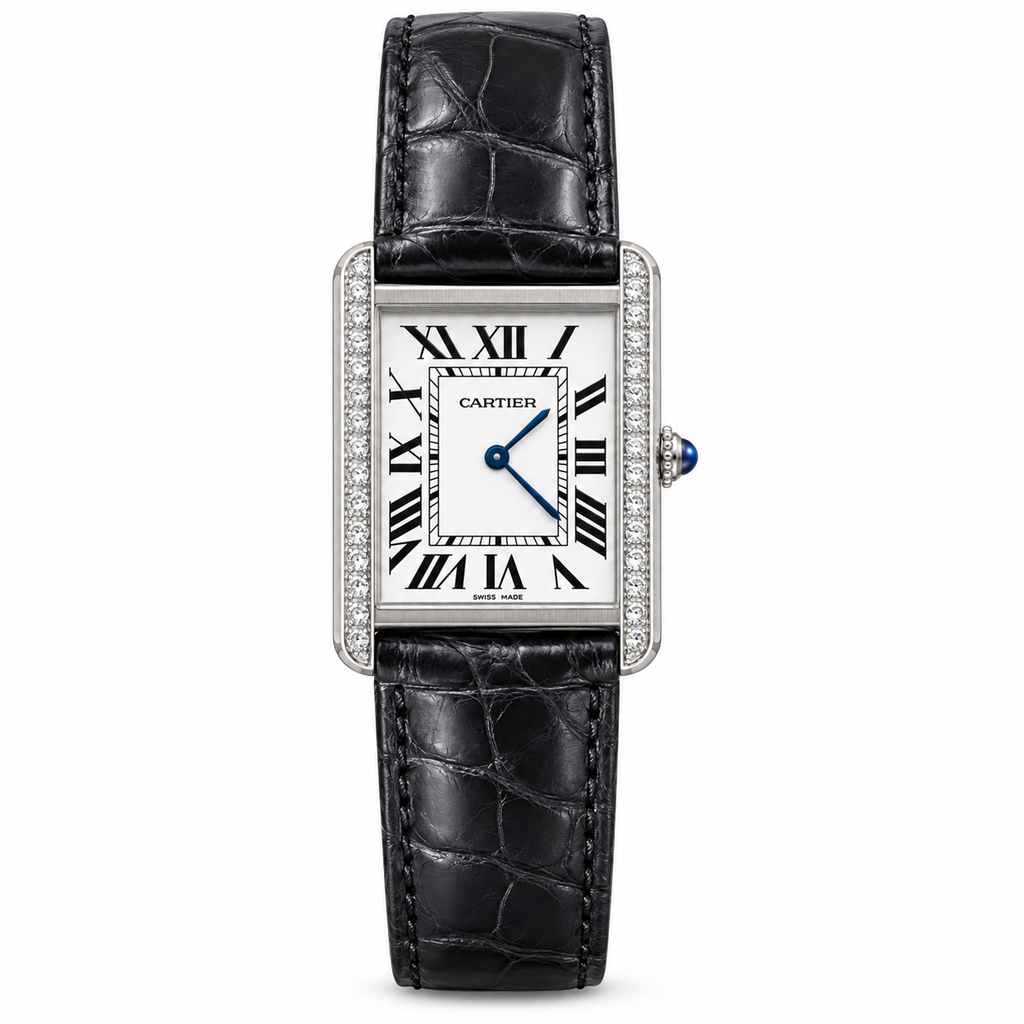 Cartier Tank Must — White Gold Diamond Set & Black Alligator Strap