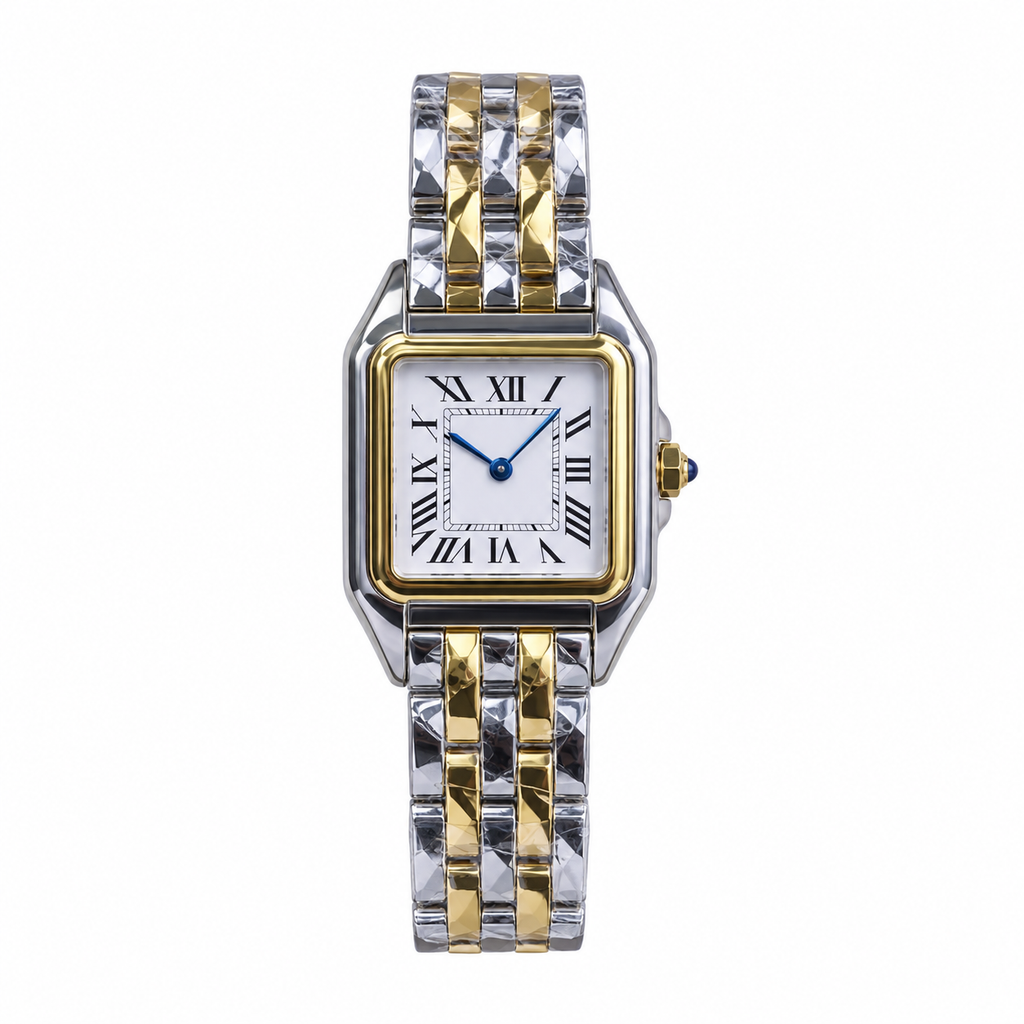 Cartier Panthère de Cartier Large — Steel & Yellow Gold, White Dial, Roman Numerals & Two-Tone Bracelet, Quartz