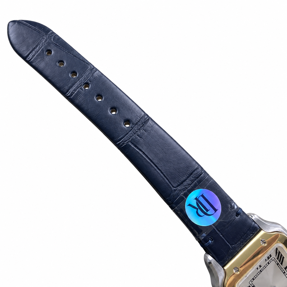 Cartier Santos Two-Tone Gold Steel Blue Leather Watch