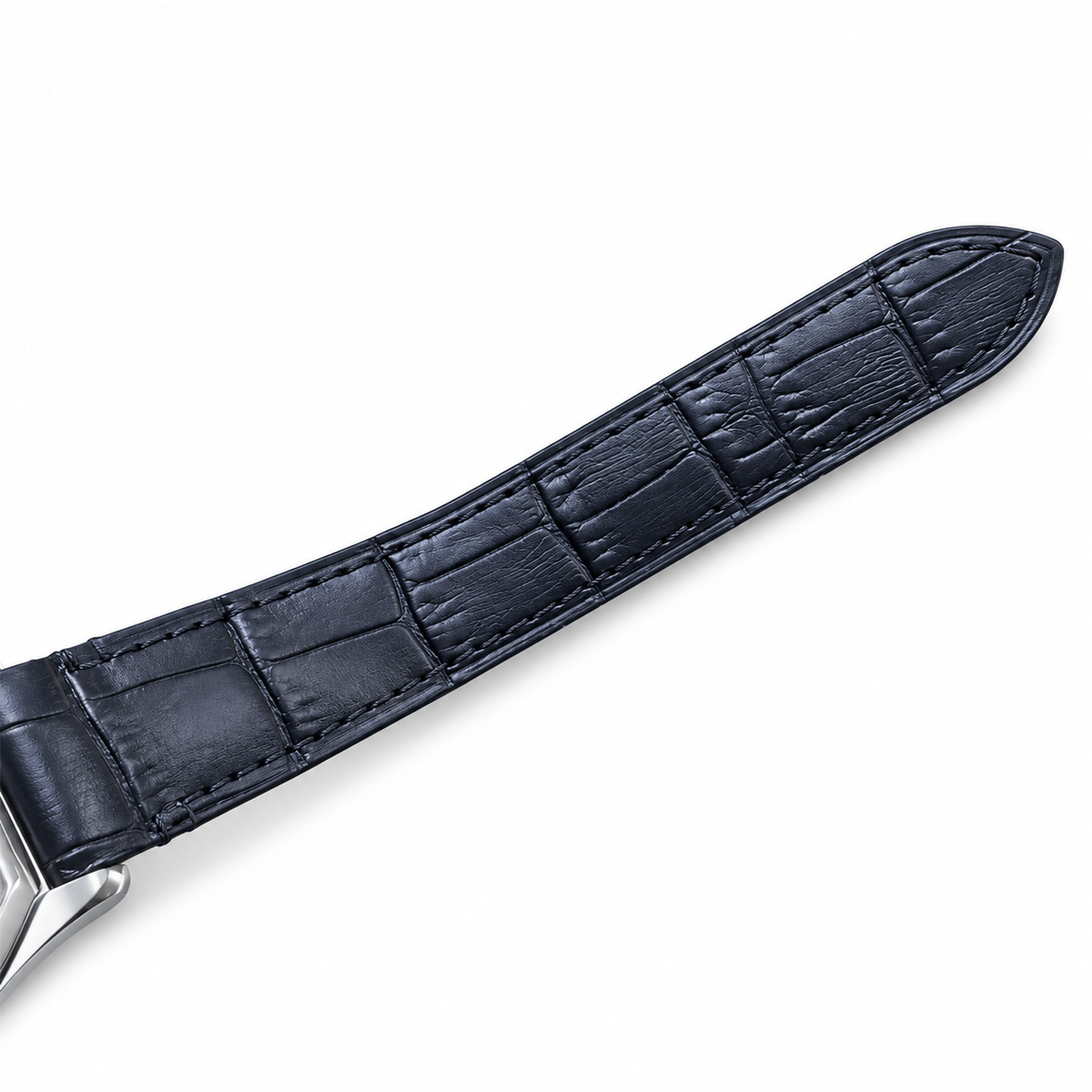 Cartier Santos Large — Steel, Blue Dial, Roman Numerals & Black Alligator Strap, Automatic