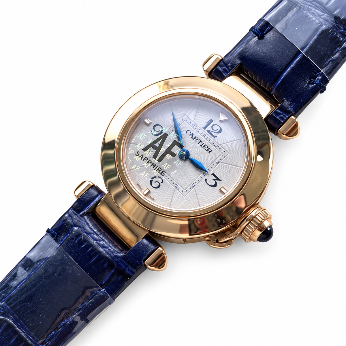 Cartier Pasha Yellow Gold MOP Dial Blue Strap Watch – KDY