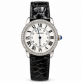 Cartier Ronde Louis Cartier Small — 18K White Gold, Diamond Bezel, White Dial, Roman Numerals & Black Alligator Strap, Women
