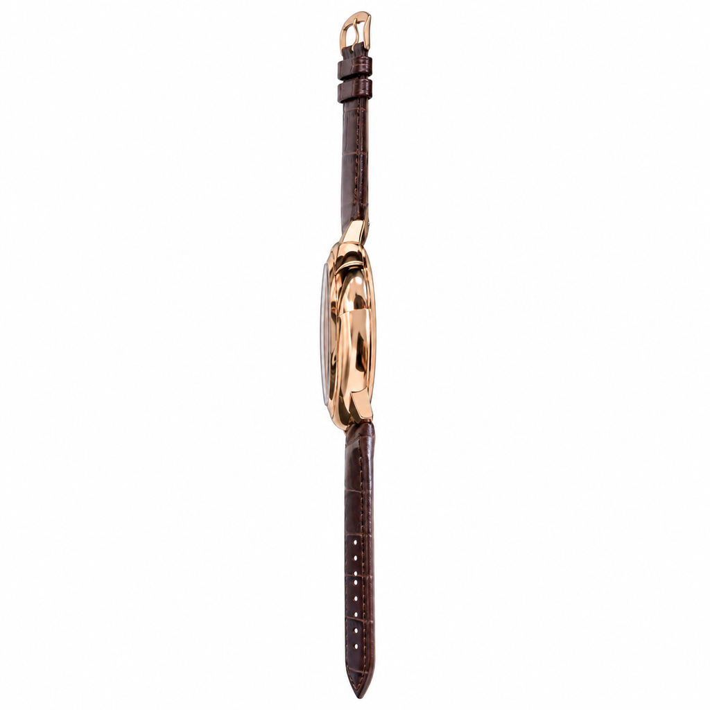Cartier Ballon Bleu 33mm — 18K Rose Gold, Silver Dial, Roman Numerals & Brown Alligator Strap, Women