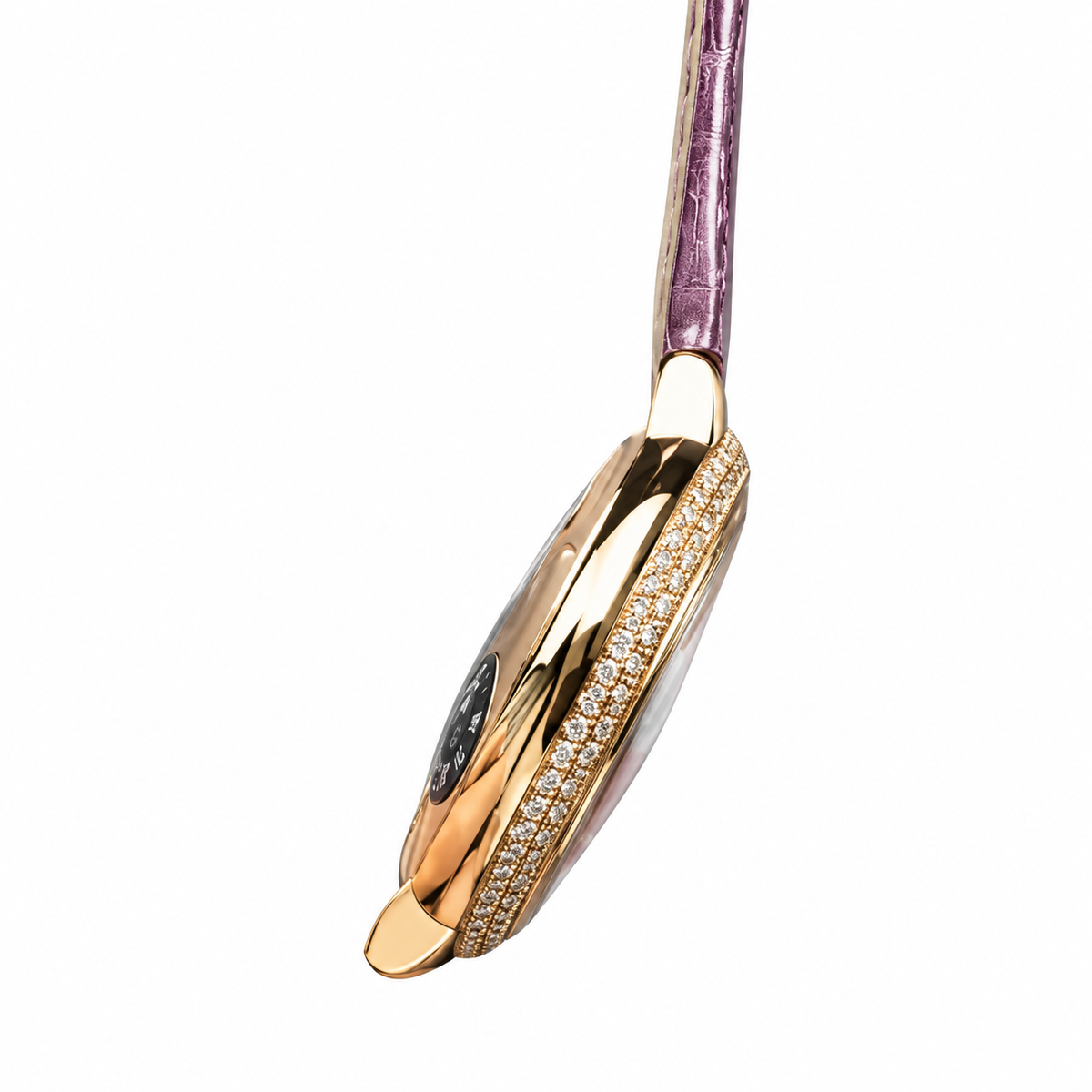 Cartier Ballon Bleu de Cartier 36mm — 18K Rose Gold, Double Diamond Bezel, Silver Guilloché Dial & Purple Alligator Strap, Automatic