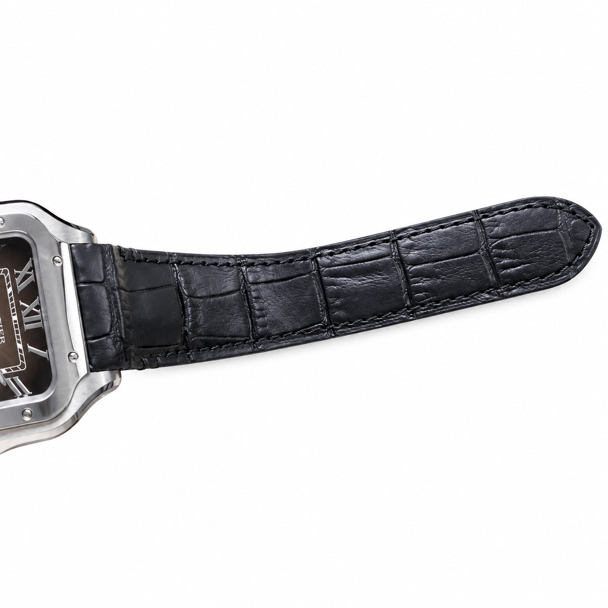 Cartier Santos de Cartier Automatic — Steel, Smoked Brown Dial & Black Alligator Strap, Large