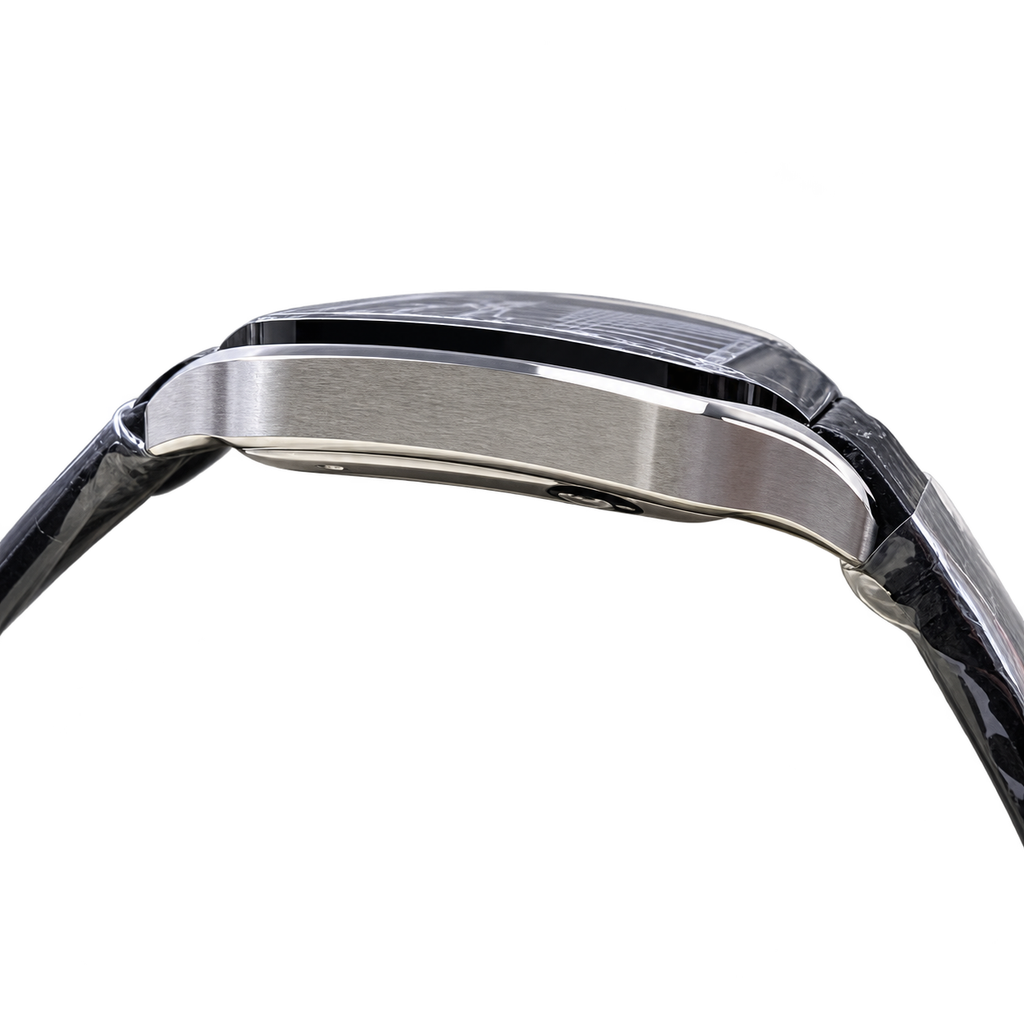 Cartier Santos Automatic Black Ceramic Bezel Alligator Leather Luxury Watch Swiss Made