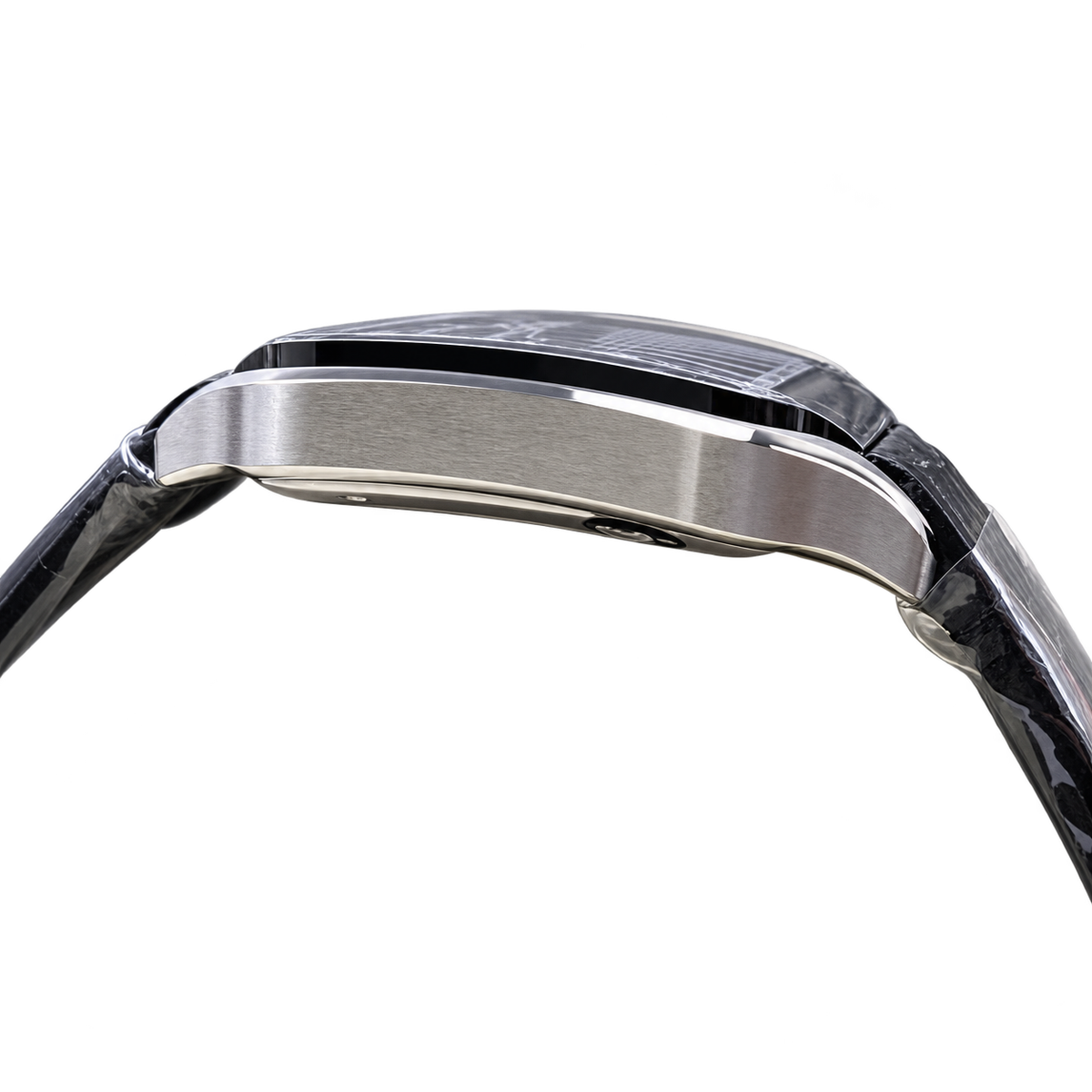 Cartier Santos Automatic Black Ceramic Bezel Alligator Leather Luxury Watch Swiss Made