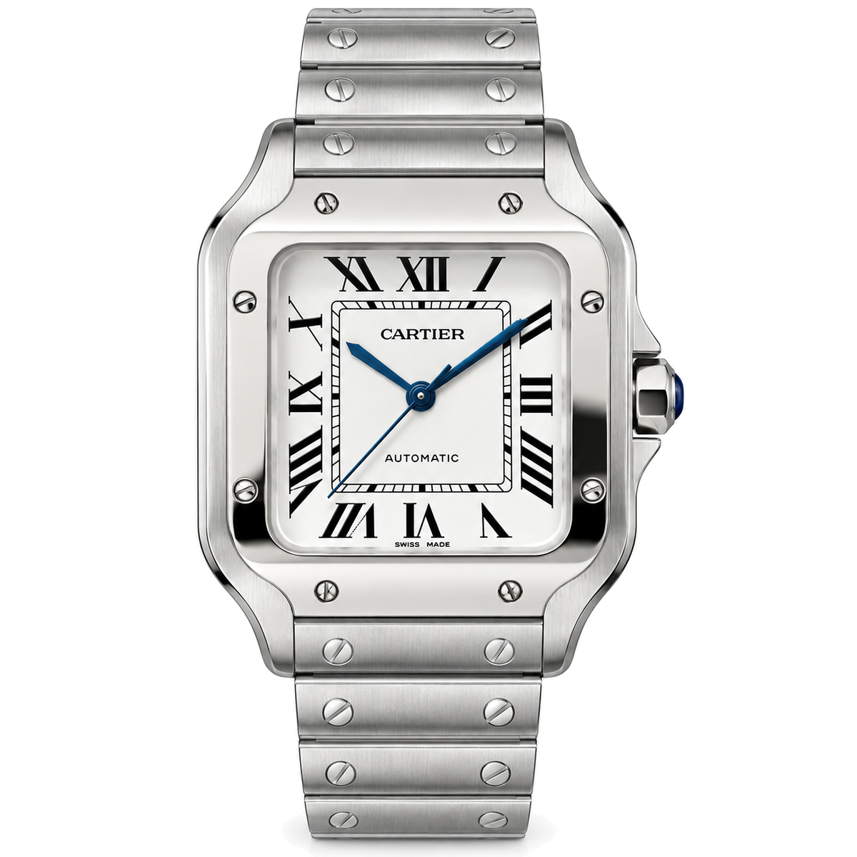 Cartier Santos Steel White Dial Automatic Bracelet Watch – KDY
