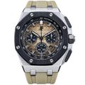 Audemars Piguet Royal Oak Offshore Chronograph Black Ceramic Bezel Khaki Grande Tapisserie Dial Black Sub-dials Khaki Rubber Strap