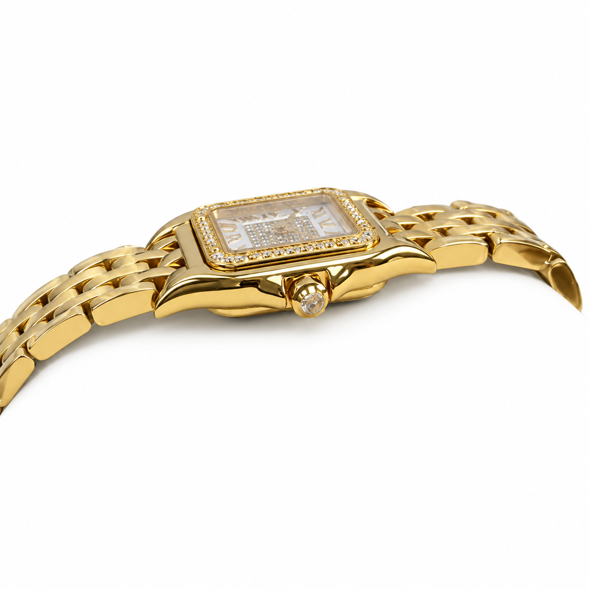 Cartier Panthère Yellow Gold Diamond Bezel MOP Dial Watch – KDY