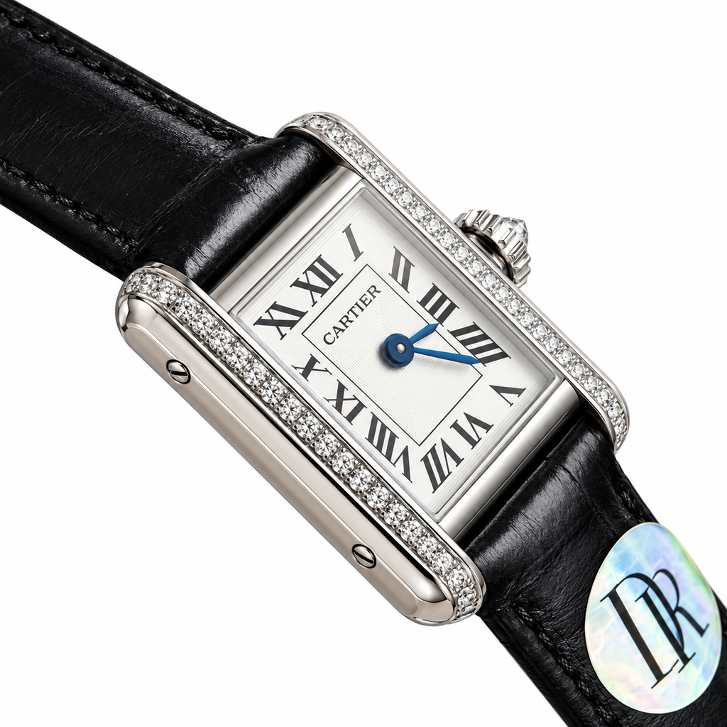 Cartier Tank Mini — 18K White Gold, Diamond Lugs & Black Alligator Strap