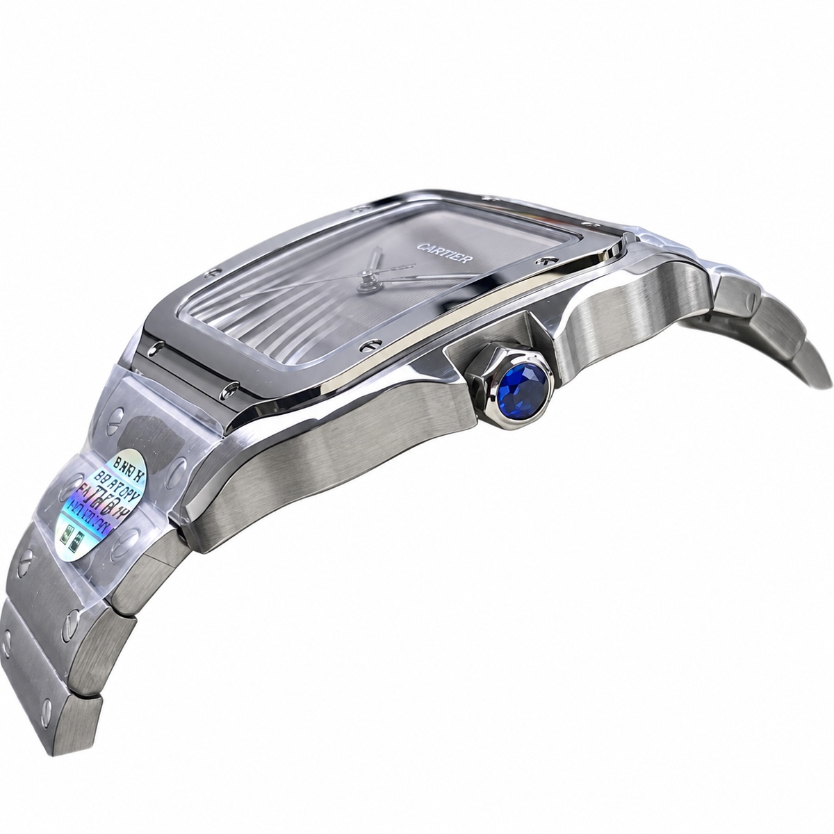 Cartier Santos Large Steel Silver Grey Dial No-Index Quartz Bracelet Watch – KDY