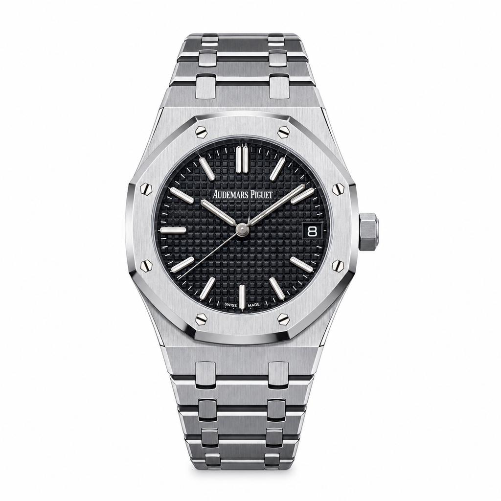 Audemars Piguet Royal Oak Steel Black Tapisserie Date Watch