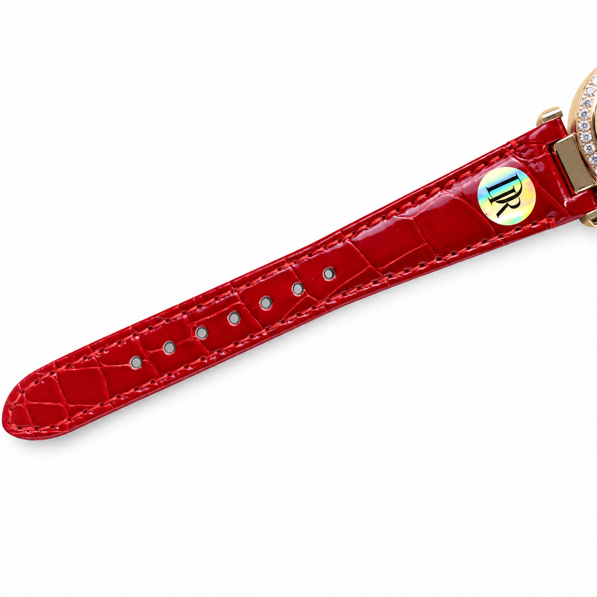 Cartier Pasha Rose Gold Diamond Bezel Red Leather Watch