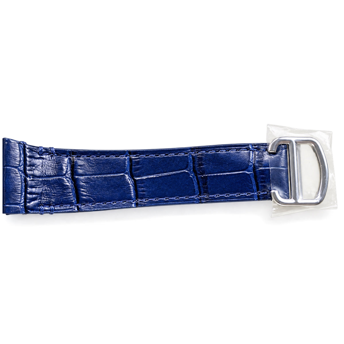 Cartier Santos Diamond Pave Blue Dial Leather Watch