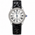 Cartier Ronde Louis Diamond Bezel White Dial Black Strap Watch – KDY