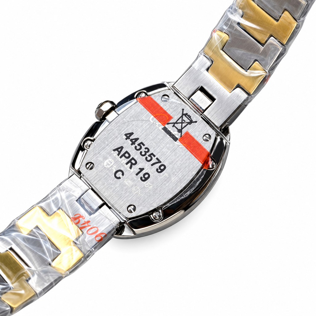 Cartier Baignoire — 18K White Gold, Large Diamond Bezel & Two-Tone Gold Bracelet