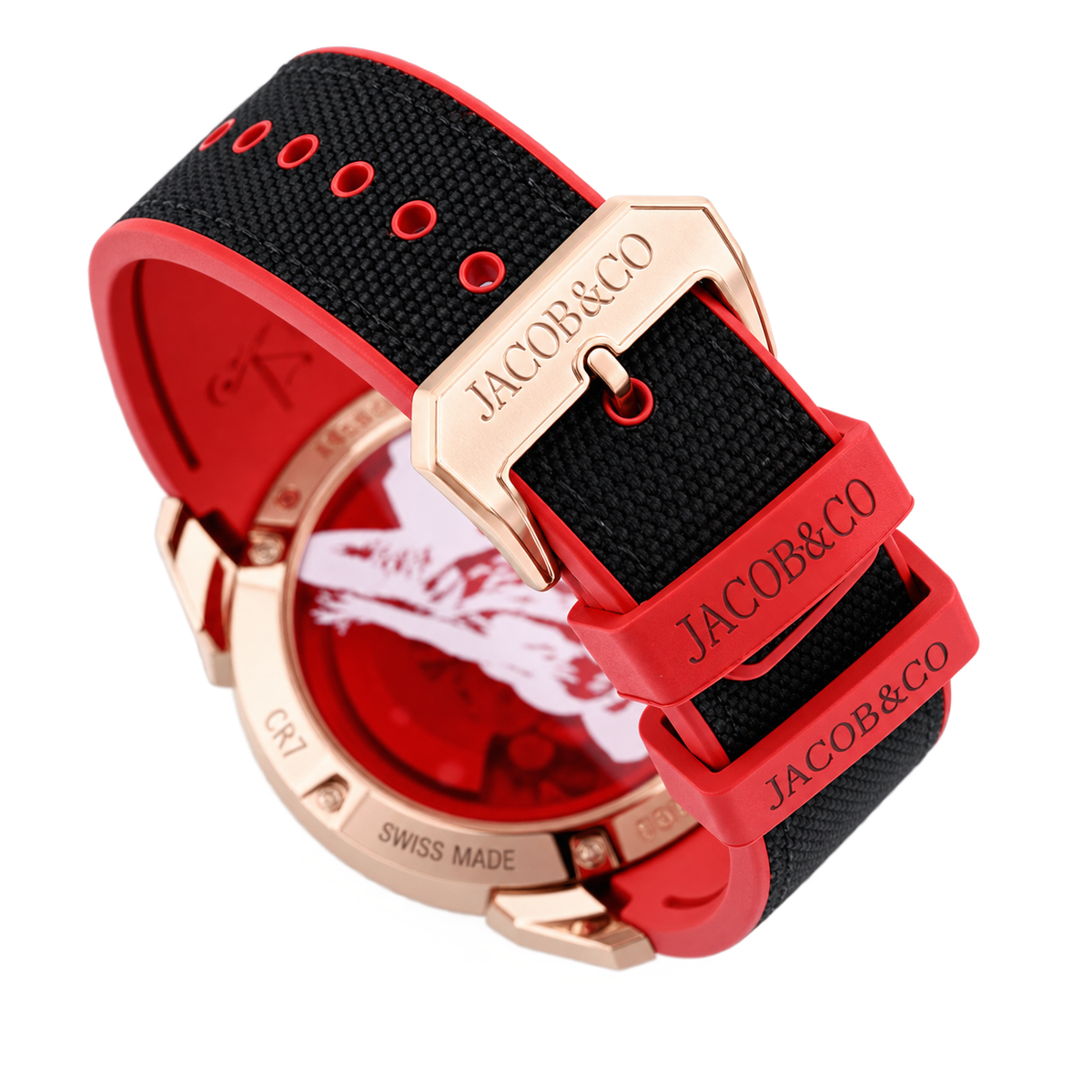 Jacob & Co. x CR7 Ronaldo Epic X Rose Gold Diamond Double Tourbillon Red Black Watch