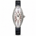 Cartier Baignoire Allongée — 18K White Gold, Clou de Paris Bezel, White Dial & Black Alligator Strap, Women