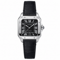 Cartier Santos de Cartier Large — Steel, Black Dial, Roman Numerals, Date & Black Alligator Strap, Automatic