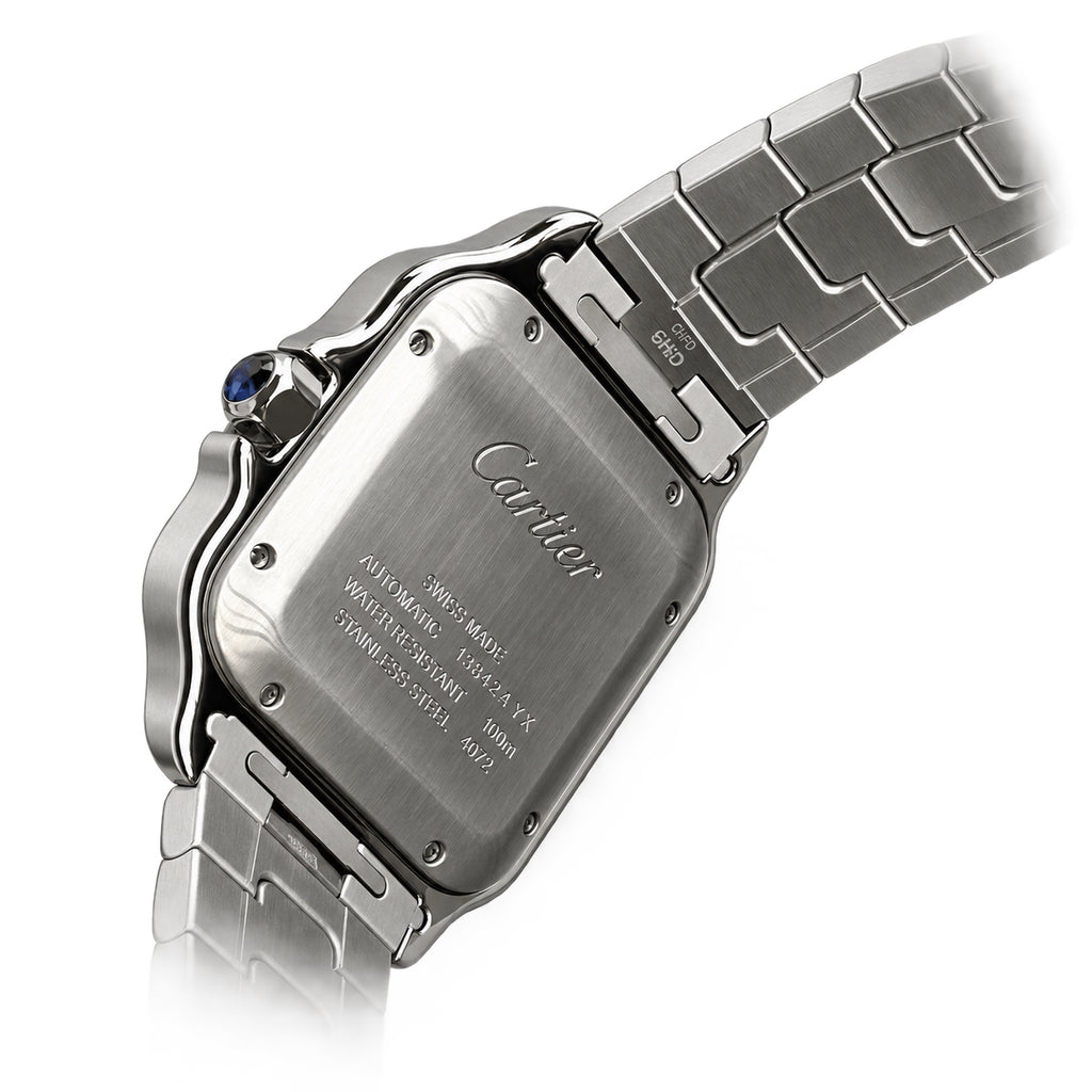 Cartier Santos Large — Stainless Steel, White Dial, Roman Numerals & Steel Bracelet, Automatic