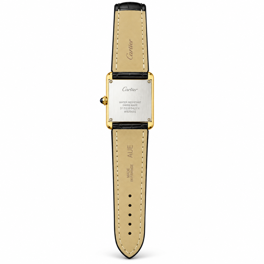 Cartier Tank Solo Large Yellow Gold Ivory Dial Black Strap Watch – KDY