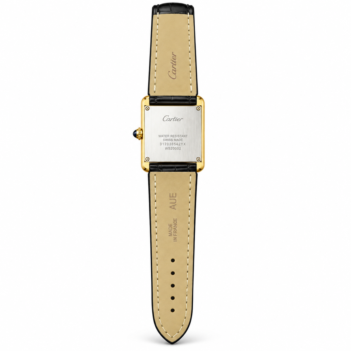 Cartier Tank Solo Large Yellow Gold Ivory Dial Black Strap Watch – KDY