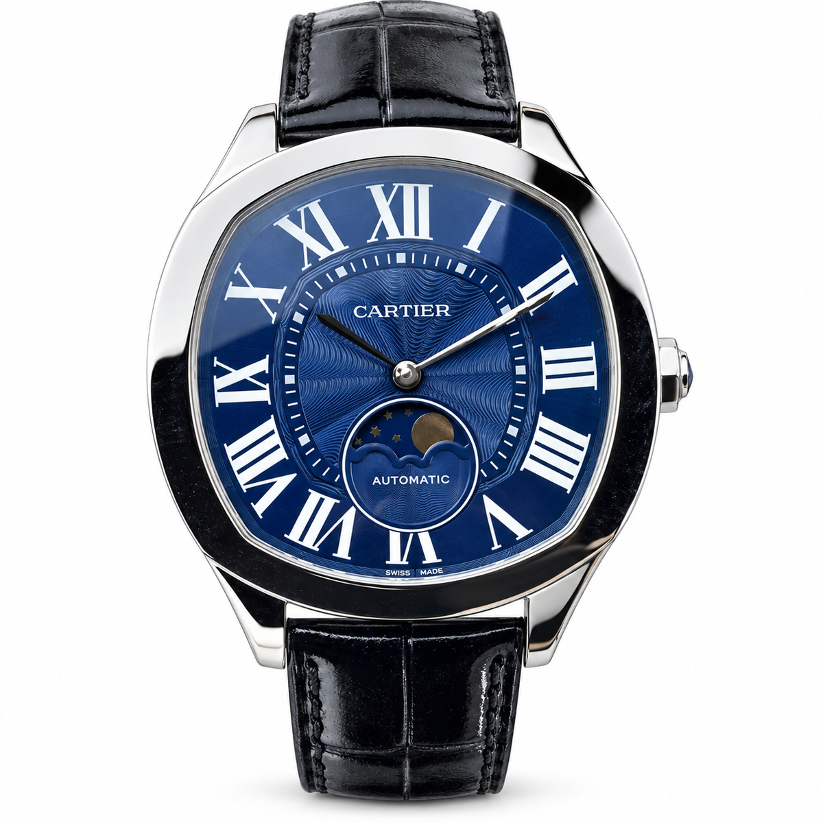 Cartier Drive de Cartier Automatic — Moon Phase, Blue Dial & Black Alligator Strap