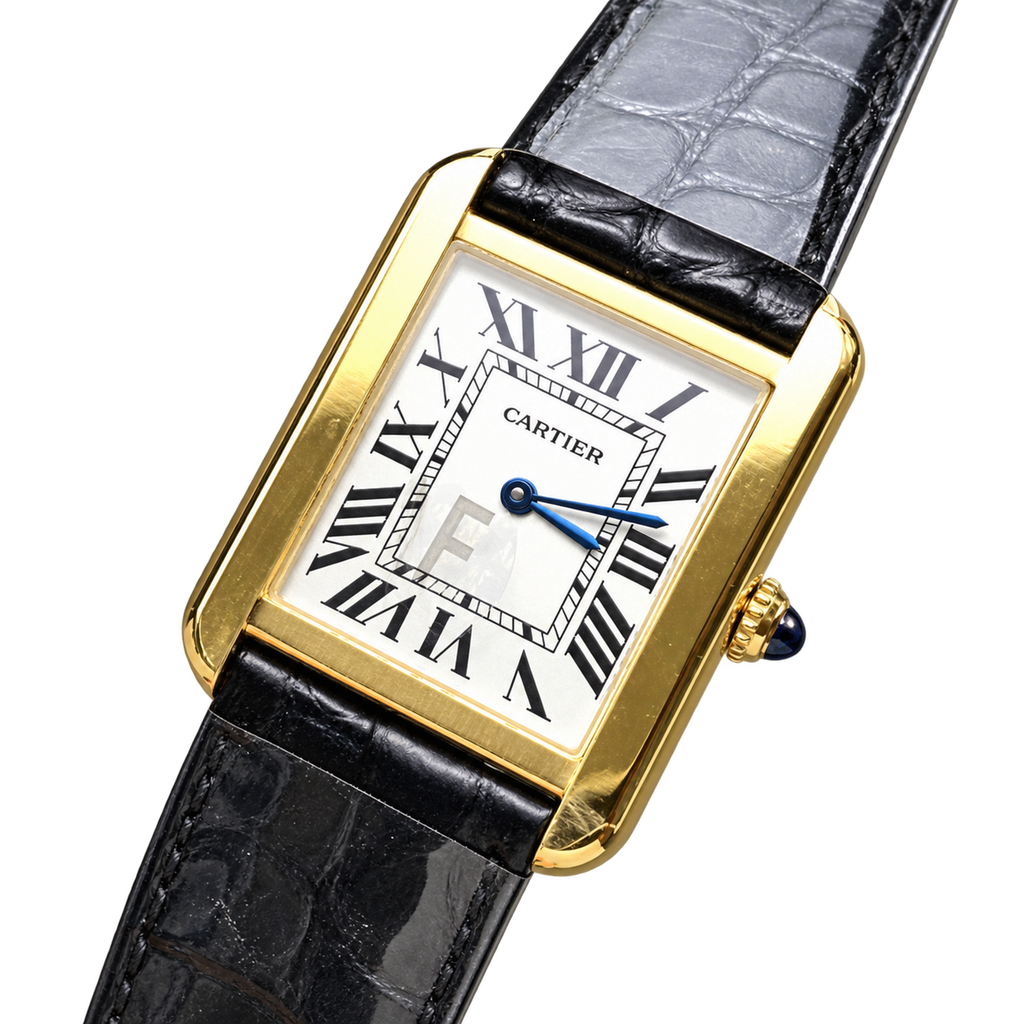 Cartier Tank Solo Yellow Gold White Dial Black Strap Watch – KDY