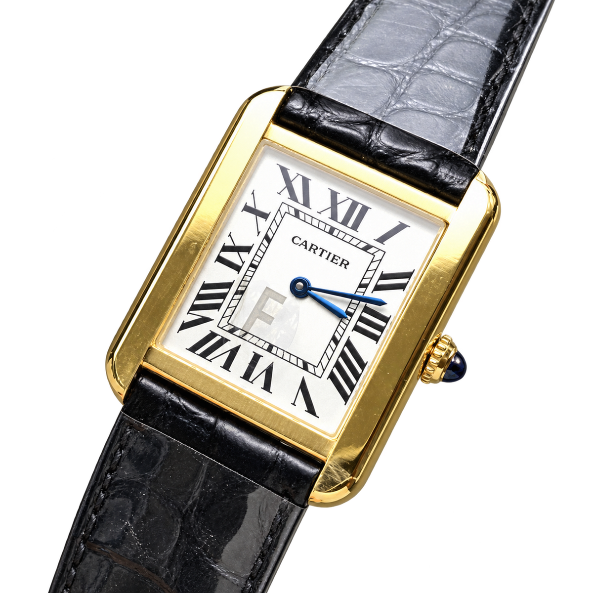 Cartier Tank Solo Yellow Gold White Dial Black Strap Watch – KDY