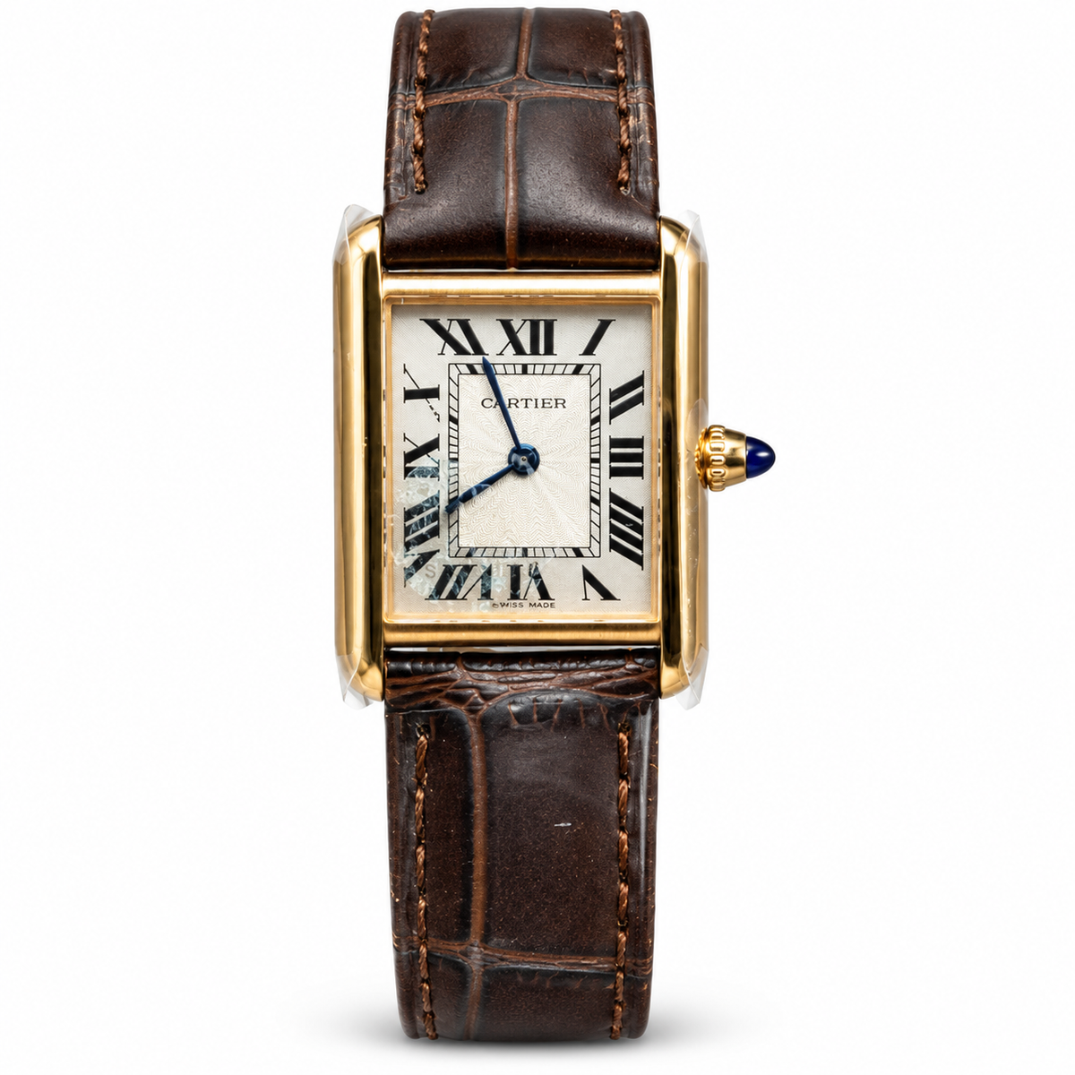 Cartier Tank Must — 18K Yellow Gold, Ivory Dial & Dark Brown Alligator Strap