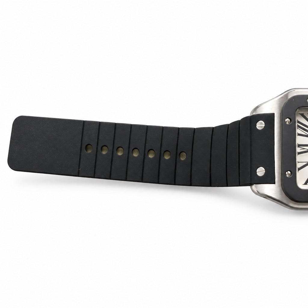 Cartier Santos 100 XL Steel Black Rubber Bezel White Dial Automatic Rubber Watch – KDY