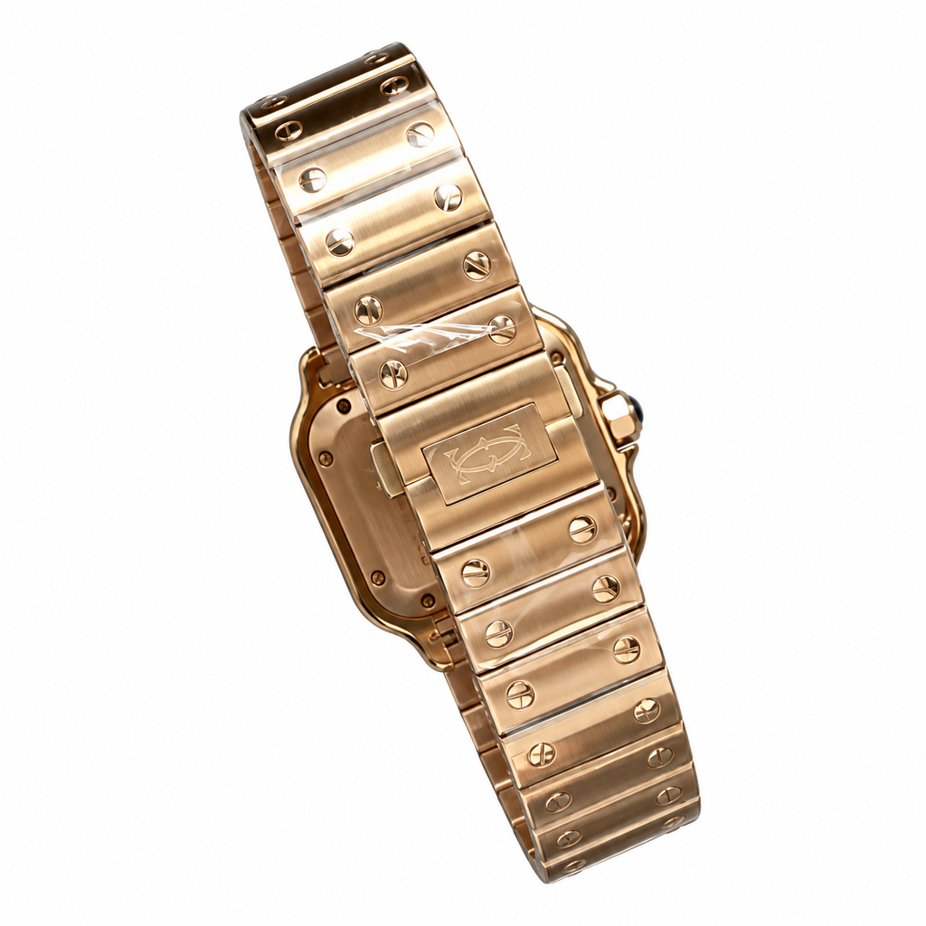 Cartier Santos de Cartier Large — 18K Rose Gold, White Dial, Roman Numerals & Rose Gold Bracelet, Automatic