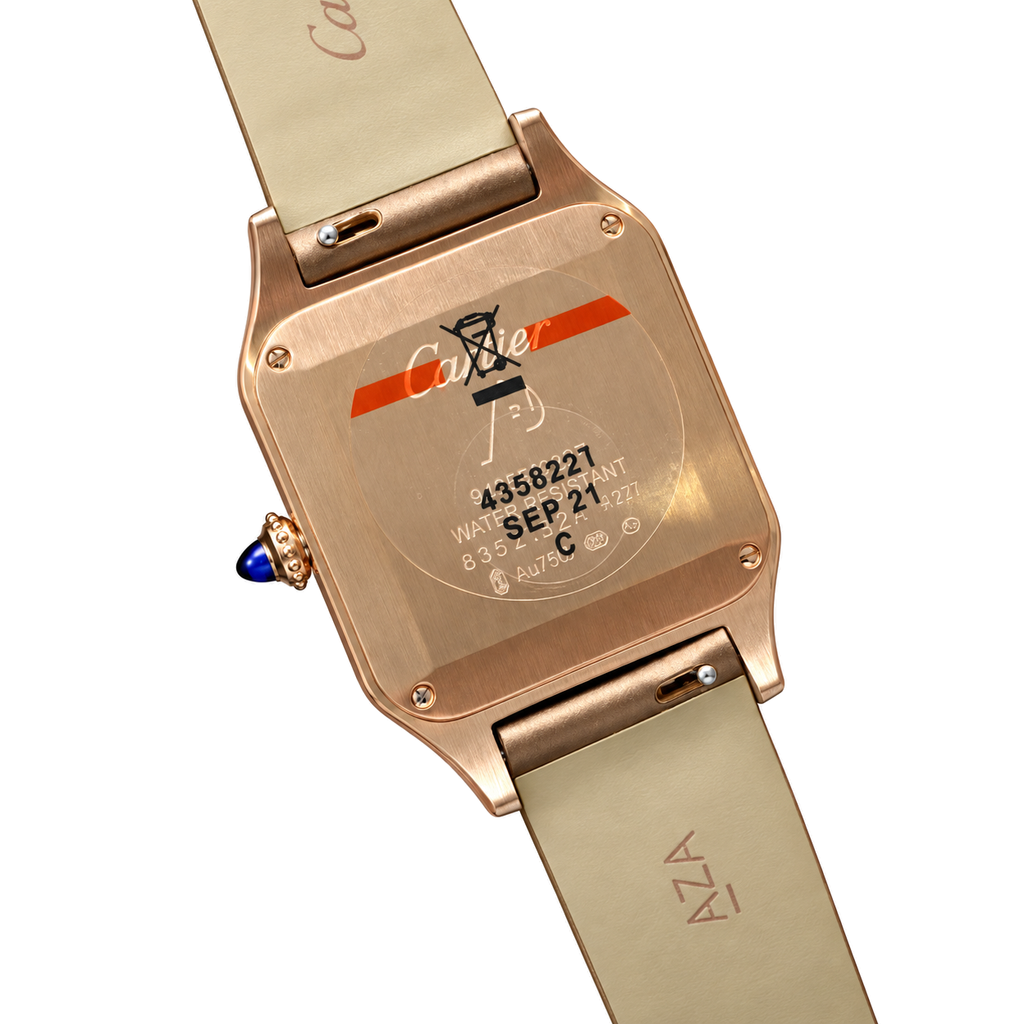 Cartier Santos-Dumont Large Rose Gold Silver Dial Manual Silk Strap Watch – KDY