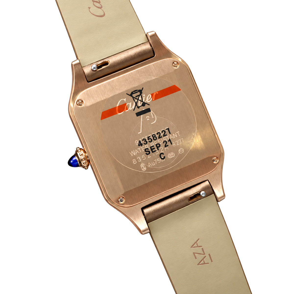 Cartier Santos-Dumont Large Rose Gold Silver Dial Manual Silk Strap Watch – KDY