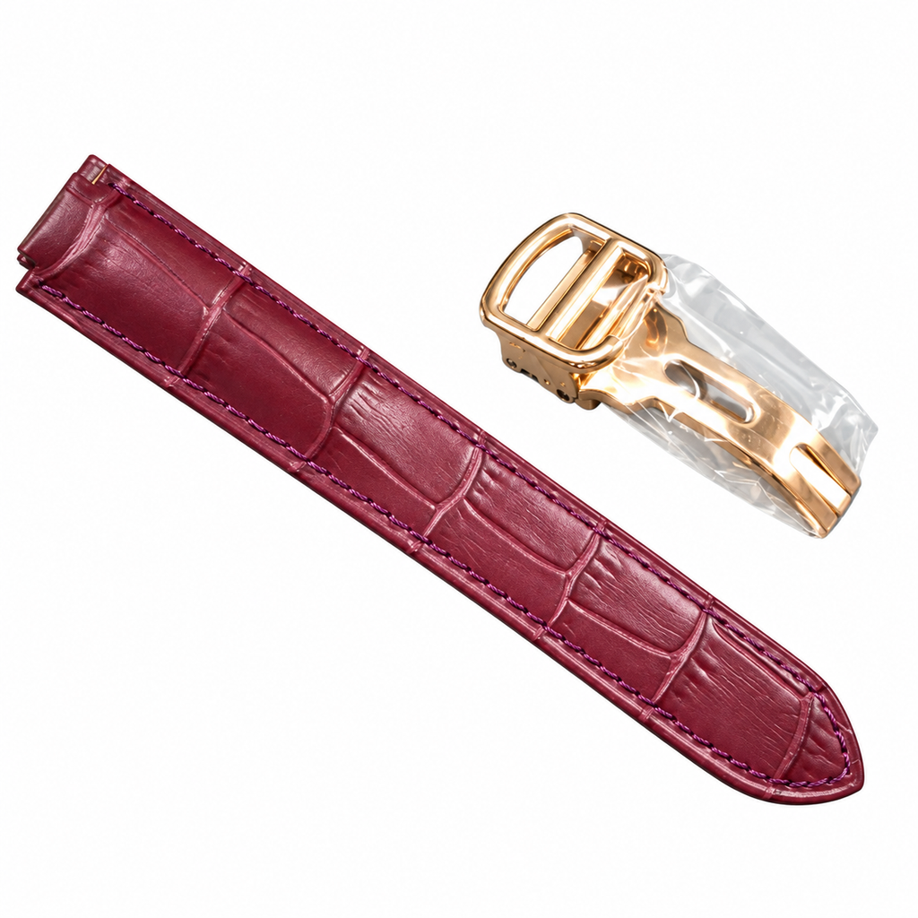 Cartier Ballon Bleu de Cartier 36mm — 18K Rose Gold, Silver Guilloché Dial, Roman Numerals & Burgundy Alligator Strap, Automatic