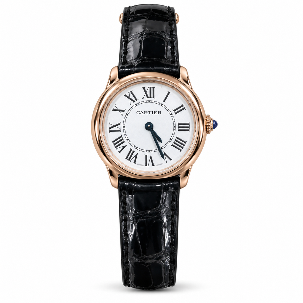 Cartier Ronde Louis Cartier — Yellow Gold, White Dial & Black Alligator Strap