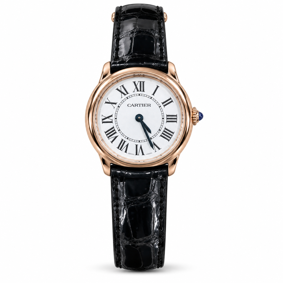 Cartier Ronde Louis Cartier — Yellow Gold, White Dial & Black Alligator Strap