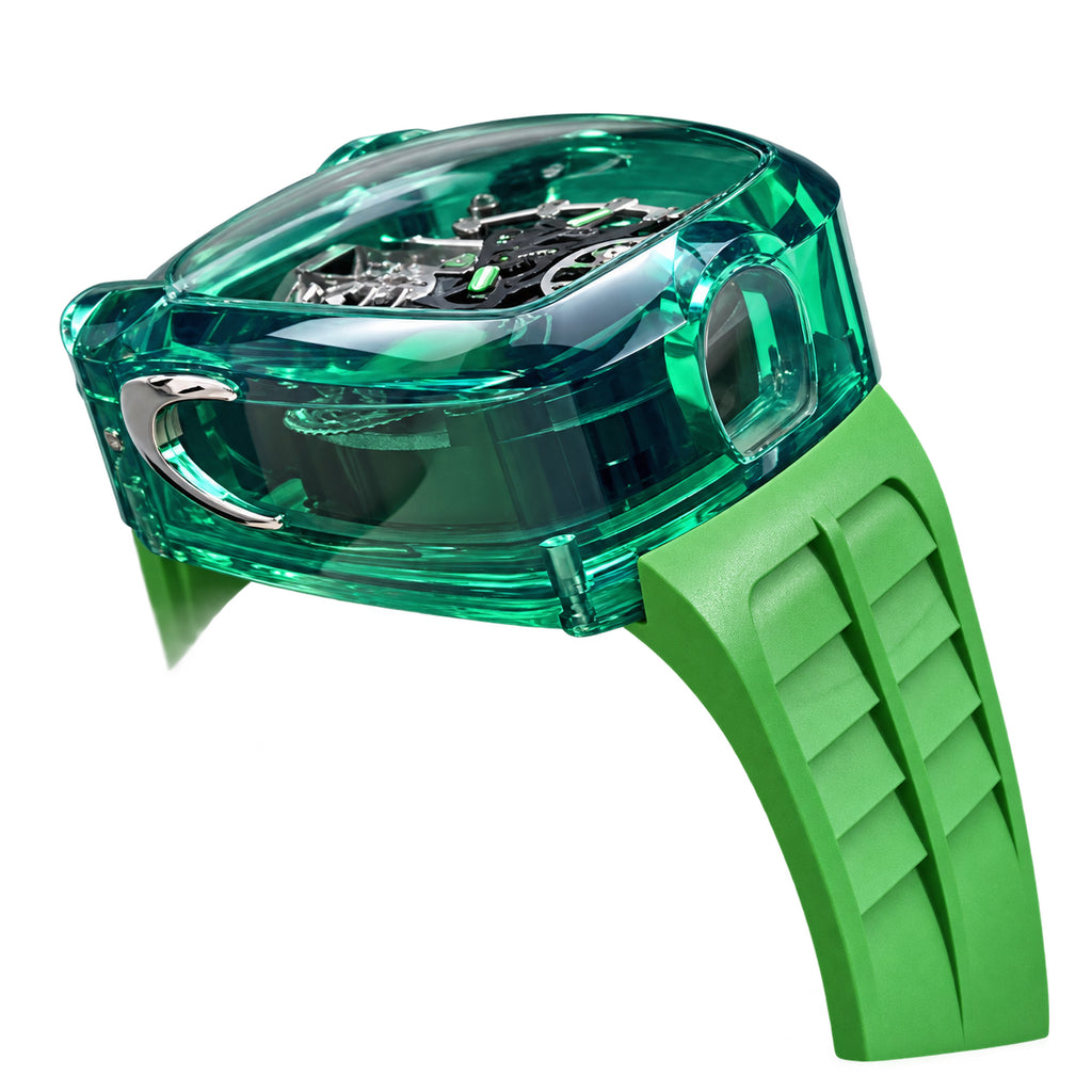 Jacob & Co. x Bugatti Twin Turbo Furious Green Sapphire Tourbillon Engine Green Rubber Watch