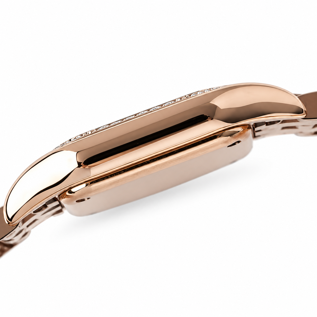 Cartier Panthère Small — 18K Rose Gold, Diamond Bezel, White Dial & Rose Gold Panthère Bracelet, Women
