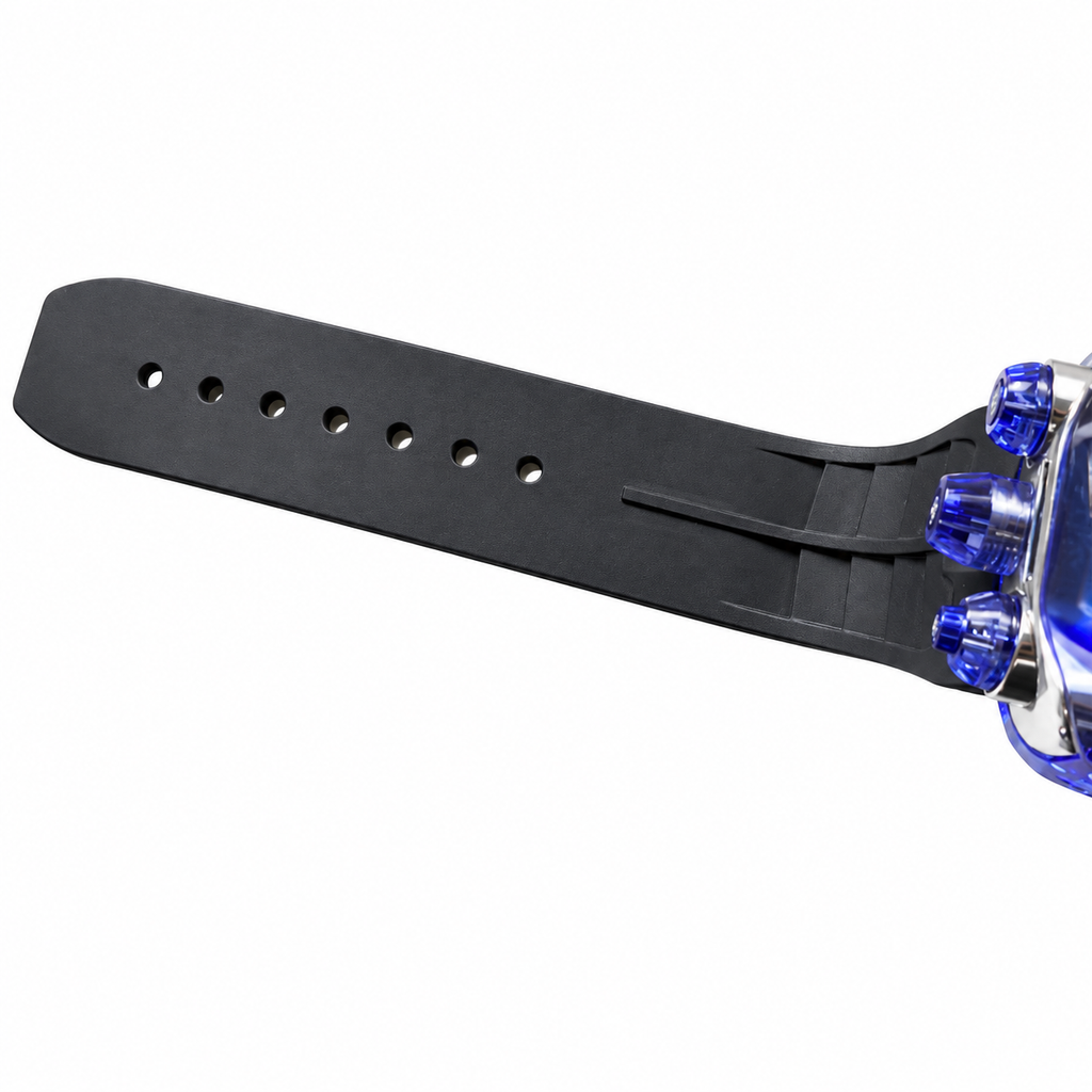 Jacob & Co. x Bugatti Chiron Full Blue Sapphire Tourbillon Engine Black Rubber Watch