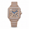 Cartier Santos Full Diamond Rose Gold Skeleton Watch – KDY