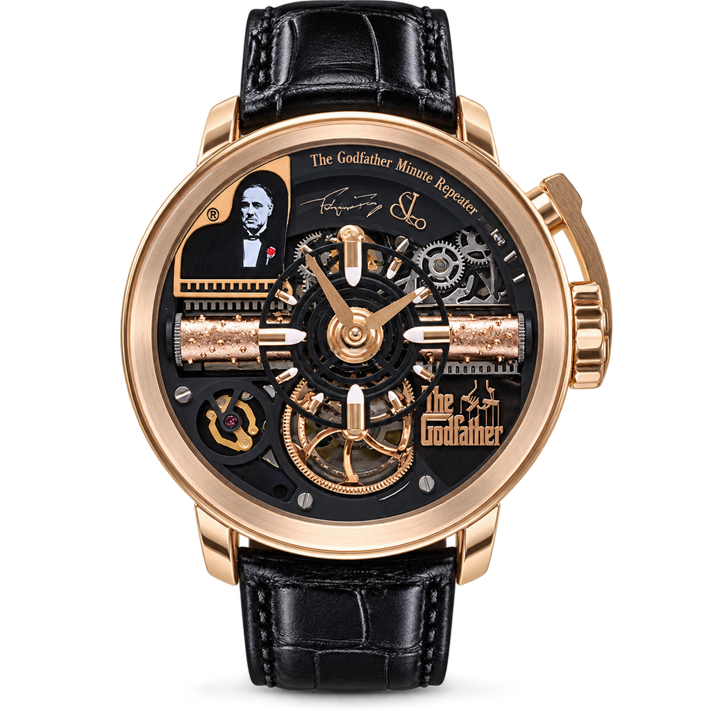 Jacob & Co. Godfather Minute Repeater 18K Rose Gold Skeleton Black Dial Black Alligator Leather Watch