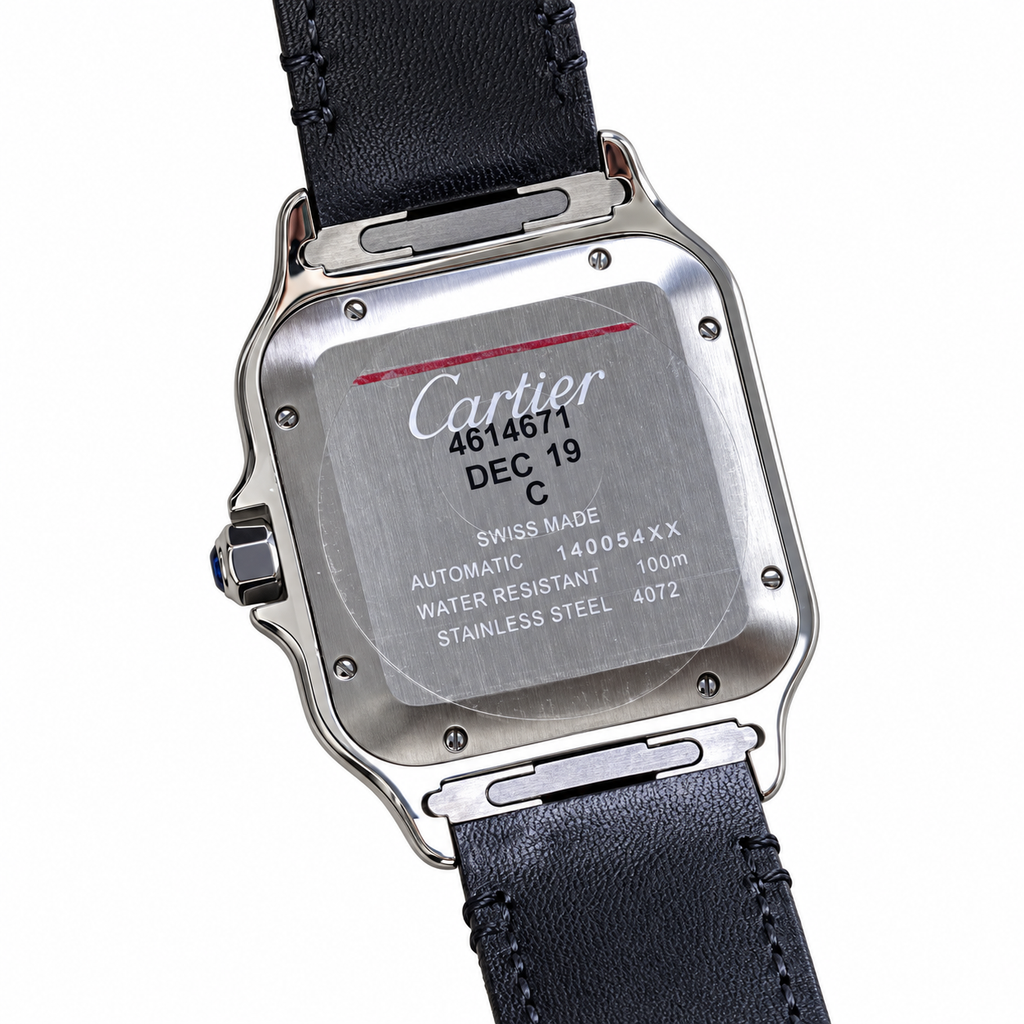 Cartier Santos Large — Steel, Brown Gradient Dial, Roman Numerals, Date & Black Alligator Strap, Automatic