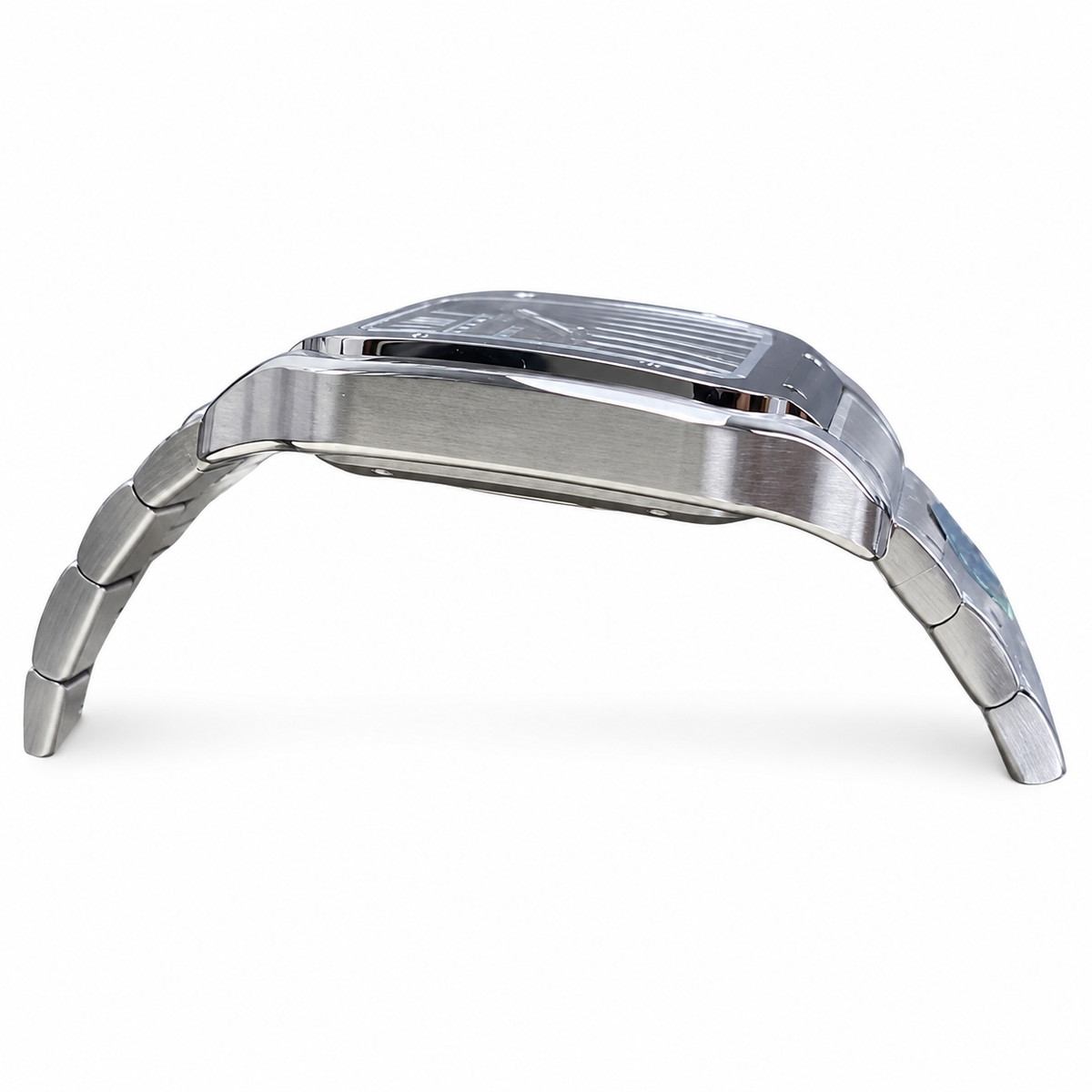 Cartier Santos Large — Steel, Green Sunray Dial, Roman Numerals, Date & Steel Bracelet, Automatic