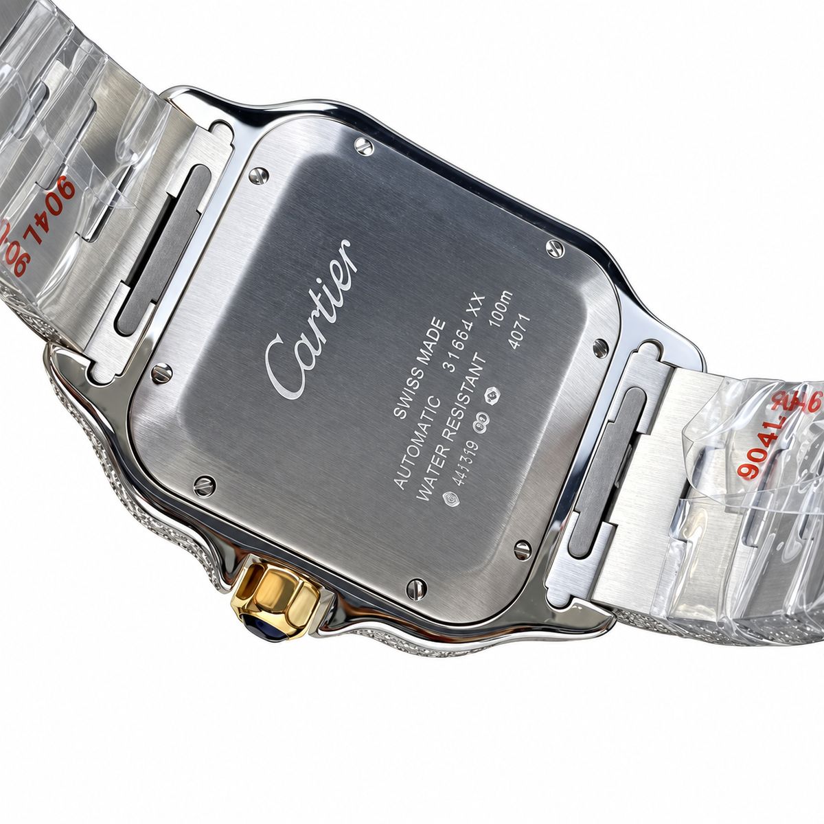Cartier Santos Automatic — Full Diamond Iced Out, Two-Tone Gold & Steel